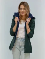 Zelená a tmavomodrá obojstranná prechodná bunda (7699)