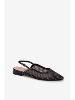 Pyvona síťované baleríny s otevřenou patou Černé
