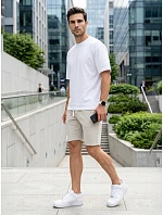 Pánske teplákové šortky so sťahovacou šnúrkou, svetlo béžové, FashionStreet SX2622 Pánske teplákové šortky so sťahovacou šnúrkou, svetlo béžové, FashionStreet SX2622