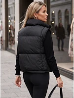 Dámska prešívaná, zateplená, krátka čierna vesta FashionStreet TY5970
