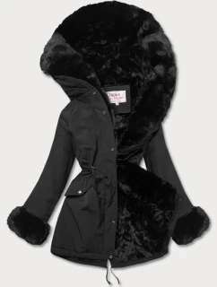 Dámska zimná bunda s kožušinou čierna (W619/1)