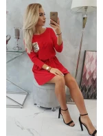 Šaty s flitrovým vreckom červené