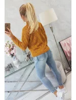 Sveter s kosoštvorcovým vzorom 2020 18 horčicový - Kesi Sveter s kosoštvorcovým vzorom 2020 18 horčicový - Kesi