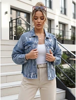 Dámska džínsová bunda s odrením modrá FashionStreet TY5688 Dámska džínsová bunda s odrením modrá FashionStreet TY5688