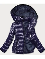 Lesklá dámska zimná páperová bunda Dark Blue (b9583-3) Lesklá dámska zimná páperová bunda Dark Blue (b9583-3)