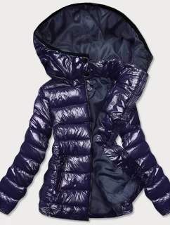 Lesklá dámska zimná páperová bunda Dark Blue (b9583-3)