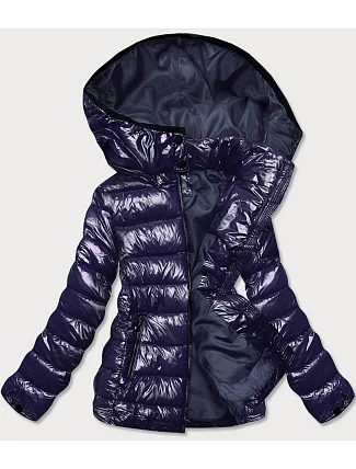 Lesklá dámska zimná páperová bunda Dark Blue (b9583-3) Lesklá dámska zimná páperová bunda Dark Blue (b9583-3)