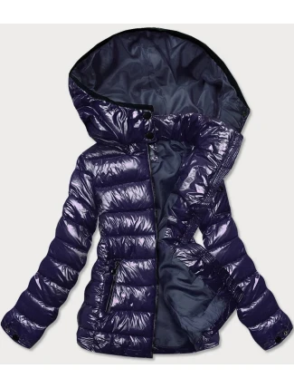 Lesklá dámska zimná páperová bunda Dark Blue (b9583-3) Lesklá dámska zimná páperová bunda Dark Blue (b9583-3)