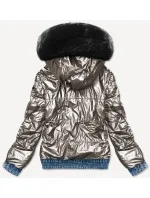 Svetlo modro-čierna obojstranná džínsová bunda pre prechodné obdobie (B9730-5001)