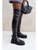 Kozaki Za Kolano Na Płaskim Obcasie Czarne Feliri