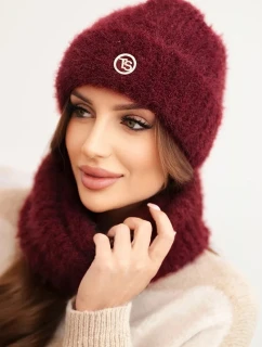 Dámska súprava čiapky a šálu bordová - K-Fashion
