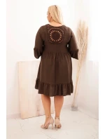 Dámske šaty z viskózy v nadmernej veľkosti so zdobením Azura Brown