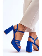 Damskie Zamszowe Sandały Na Obcasie I Platformie Niebieskie Verda