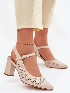 Otvorené sandále na podpätku Sergio Leone SK447 light beige