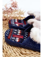 Dziecięce Kapcie Na Grubej Podeszwie z Misiem Granatowe Dasca