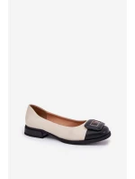 Skórzane Baleriny Z Ozdobą D&A MK51-059 Beżowe