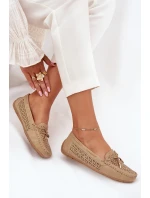 Mokasyny Damskie Z Ażurowym Wzorem I Wiązaniem Khaki Mirisa
