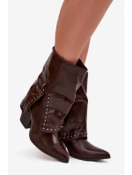 Kovbojky s otočeným límcem a zdobením Vyhřívané hnědé Inessia