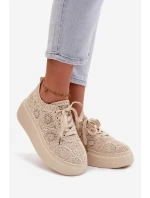 Dámske pletené tenisky na platforme Beige Evalora Dámske pletené tenisky na platforme Beige Evalora