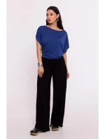 B287 Viskózový top mimo ramien - modrý
