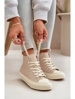 Dámske zateplené tenisky z eko kože Beige Big Star
