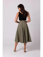 Sukňa s vysokým pásom B265 olivová - Stylove