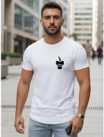 Pánske bavlnené tričko s minimalistickou potlačou biele FashionStreet NX5090R