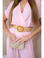 Kombinéza s ozdobným opaskom candy pink