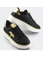 Čierno-zlaté šnurovacie tenisky sneakers s hviezdičkou (BB126A)