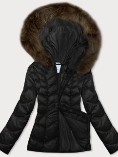Dámska prechodná prešívaná bunda s kapucňou Glakate black (LU-2202)