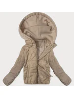 Dámska krátka bunda s pletenou kapucňou J Style béžová (16M9236-62) Dámska krátka bunda s pletenou kapucňou J Style béžová (16M9236-62)