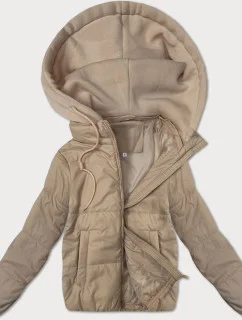 J Style Krátka béžová dámska mikina s kapucňou (16M9236-62)