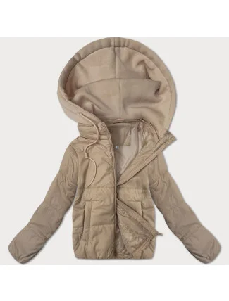 Dámska krátka bunda s pletenou kapucňou J Style béžová (16M9236-62) Dámska krátka bunda s pletenou kapucňou J Style béžová (16M9236-62)