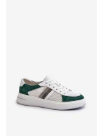 Sneakersy Skórzane Damskie D&A LR110 Zielono-Białe Sneakersy Skórzane Damskie D&A LR110 Zielono-Białe