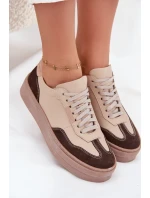 Kožené dámske tenisky na platforme Zazoo N1269S2 beige Kožené dámske tenisky na platforme Zazoo N1269S2 beige