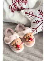 Vánoční kožené domácí pantofle dámské sobi béžové Ilianne Vánoční kožené domácí pantofle dámské sobi béžové Ilianne