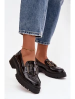Dámske lakované mokasíny YL253 čierne - Diamantique