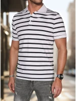 Pánska pruhovaná polokošeľa biela FashionStreet PX0638