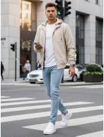 Pánska prechodná bunda s kapucňou béžová FashionStreet TX5030