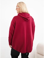 Dámska mikina z viskózy vo veľkosti plus size s kapucňou a klokaním vreckom, bordová Dámska mikina z viskózy vo veľkosti plus size s kapucňou a klokaním vreckom, bordová