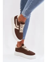 Dámské tenisky na platformě z eko semiše hnědé Cadrina