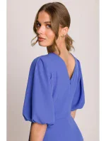 S399 Šaty s puzdrovými rukávmi - modré