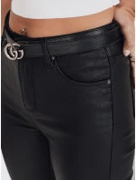 Čierne nohavice z ekokože FashionStreet UY2764
