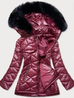 Dámske plus size sako vo vínovej farbe na prechodné obdobie (mm21-76)