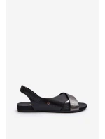 Zazoo 40141 Kožené sandále na suchý zips Black Zazoo 40141 Kožené sandále na suchý zips Black