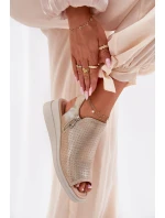 Sandały Damskie Na Koturnie Złote Mevinette