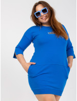 Tmavo modré bavlnené šaty nadrozmernej veľkosti