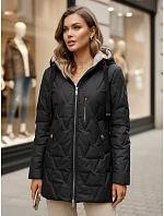 Dámska prešívaná prechodová bunda s kapucňou, čierna, FashionStreet TY5768 Dámska prešívaná prechodová bunda s kapucňou, čierna, FashionStreet TY5768