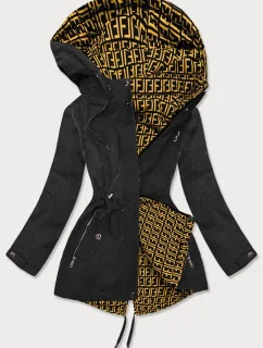 Čierno/žltá obojstranná dámska bunda parka (W703BIG)