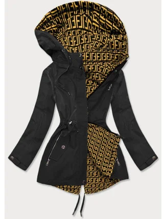 Čierno/žltá obojstranná dámska bunda parka (W703BIG)